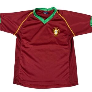 Vintage Portugal Football Soccer Jersey Red Youth Med/LG